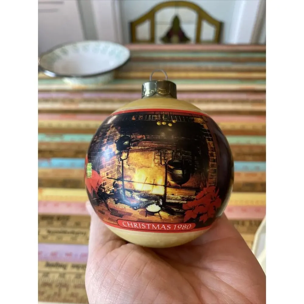 Hallmark - Christmas At Home - Glass Ball 1980 -‎ Keepsake Ornament Vintage